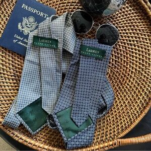 Ralph Lauren Vintage 90’s Silk Geometric Print Set of 2 Traditional neckties